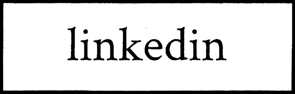 A button that reads "linkedin" in a photocopied style.